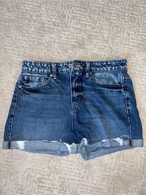 KanCan Dark Blue Rolled-Hem Denim Shorts